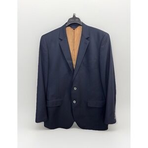 Max Davoli Baroni Wool Super 150s Blazer Navy Blue Men Size 44L Jacket USA Made